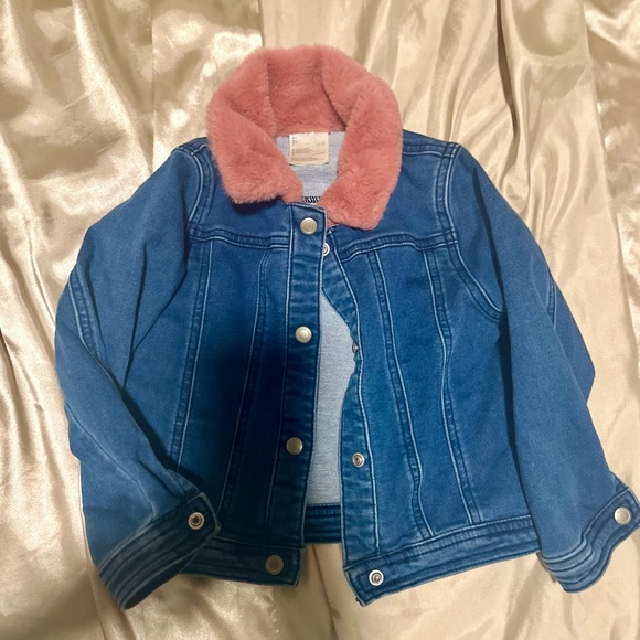 Loved Toddler Girls Faux Fur Collar Denim Jacket (girls, size 4T) - Picture 4 of 4